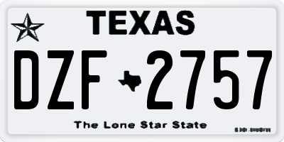 TX license plate DZF2757