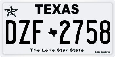 TX license plate DZF2758