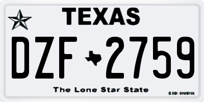 TX license plate DZF2759