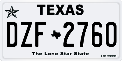 TX license plate DZF2760