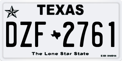 TX license plate DZF2761