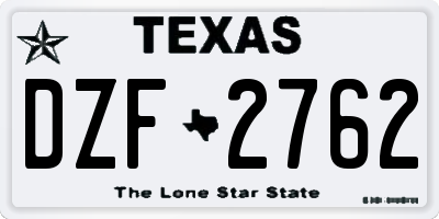 TX license plate DZF2762