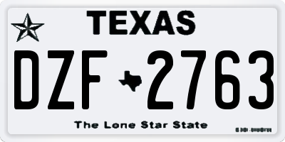 TX license plate DZF2763