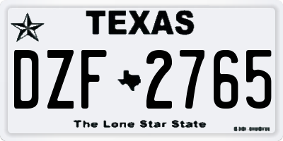 TX license plate DZF2765