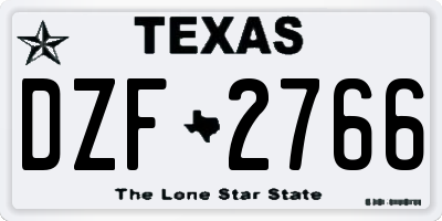 TX license plate DZF2766