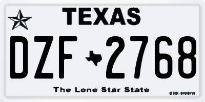 TX license plate DZF2768