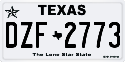 TX license plate DZF2773