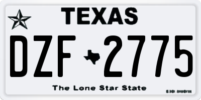 TX license plate DZF2775