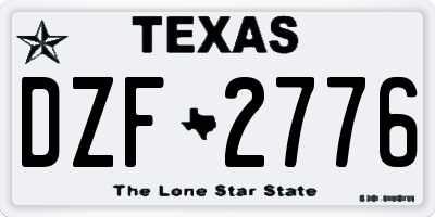 TX license plate DZF2776