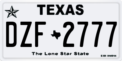 TX license plate DZF2777