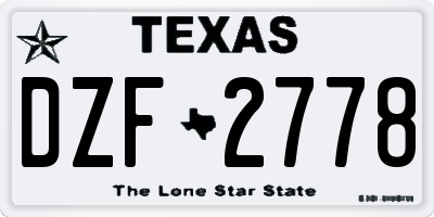 TX license plate DZF2778