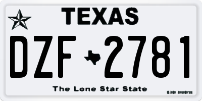 TX license plate DZF2781