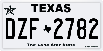 TX license plate DZF2782