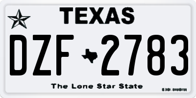 TX license plate DZF2783