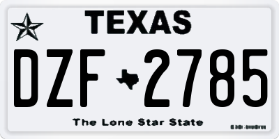 TX license plate DZF2785