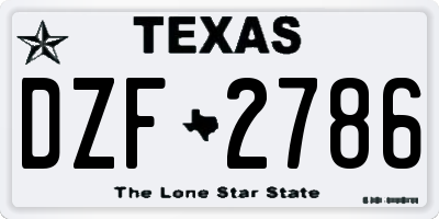 TX license plate DZF2786
