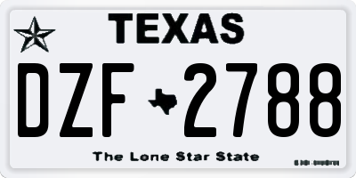 TX license plate DZF2788