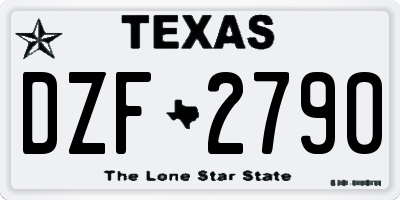 TX license plate DZF2790