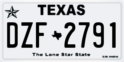TX license plate DZF2791