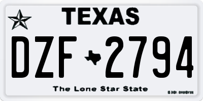 TX license plate DZF2794