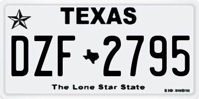TX license plate DZF2795