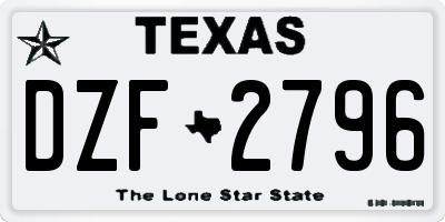 TX license plate DZF2796