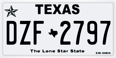 TX license plate DZF2797