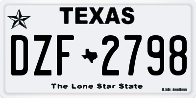 TX license plate DZF2798