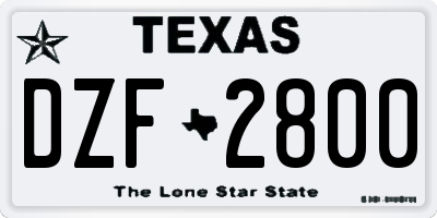 TX license plate DZF2800