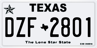TX license plate DZF2801