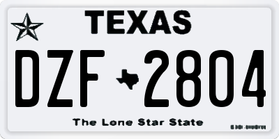 TX license plate DZF2804