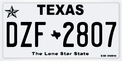 TX license plate DZF2807