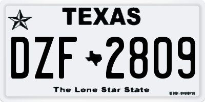 TX license plate DZF2809