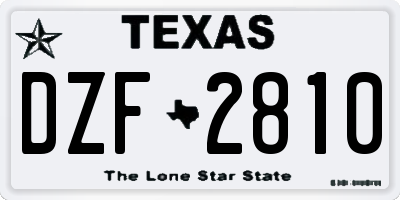 TX license plate DZF2810