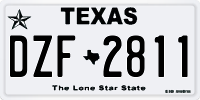 TX license plate DZF2811