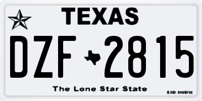 TX license plate DZF2815