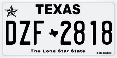TX license plate DZF2818