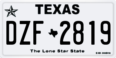 TX license plate DZF2819