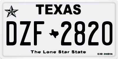 TX license plate DZF2820