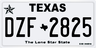 TX license plate DZF2825