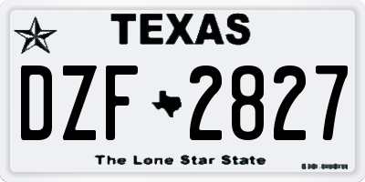 TX license plate DZF2827