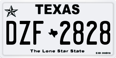 TX license plate DZF2828