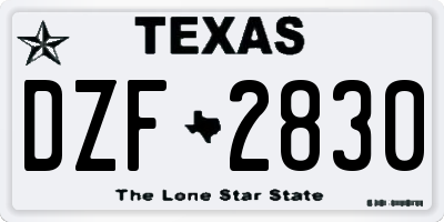 TX license plate DZF2830