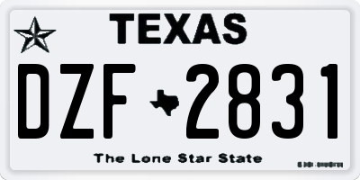 TX license plate DZF2831