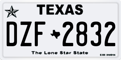 TX license plate DZF2832