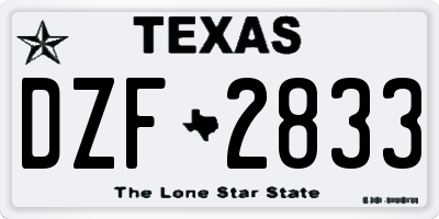 TX license plate DZF2833