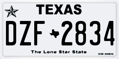 TX license plate DZF2834