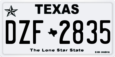TX license plate DZF2835