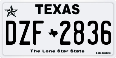 TX license plate DZF2836