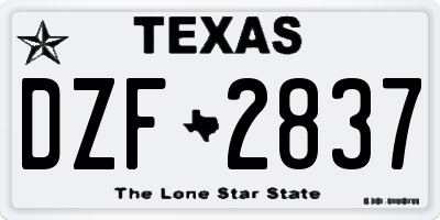 TX license plate DZF2837